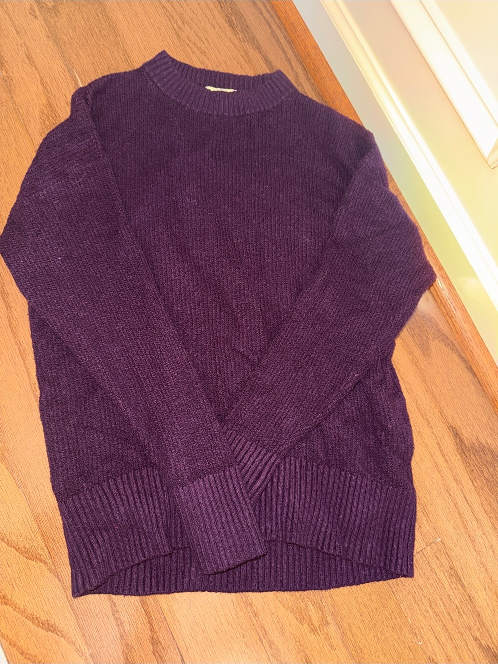 Fall Chic Academia Crewneck Sweater - Deep Purple XS